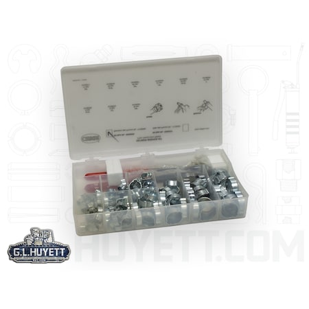 Huyett Hose Clamp Assortment 124pc DISP-HC124-ZC